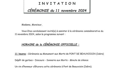 Invitation cérémonie du 11 novembre