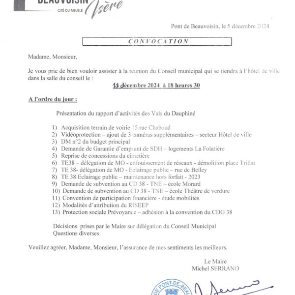 Conseil municipal du 11/12/2024